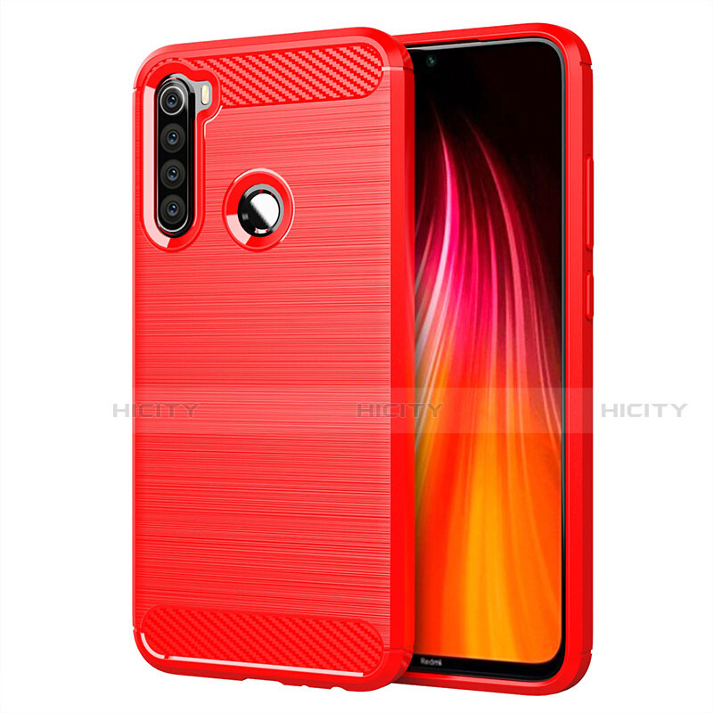 Coque Silicone Housse Etui Gel Line C01 pour Xiaomi Redmi Note 8T Rouge Plus