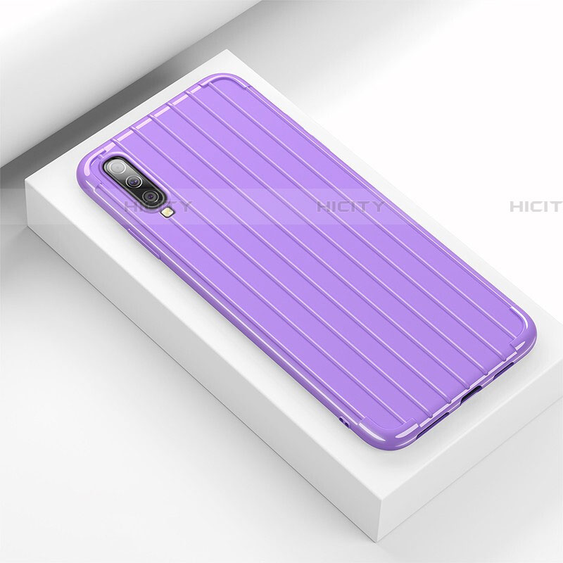 Coque Silicone Housse Etui Gel Line C02 pour Samsung Galaxy A90 5G Violet Plus