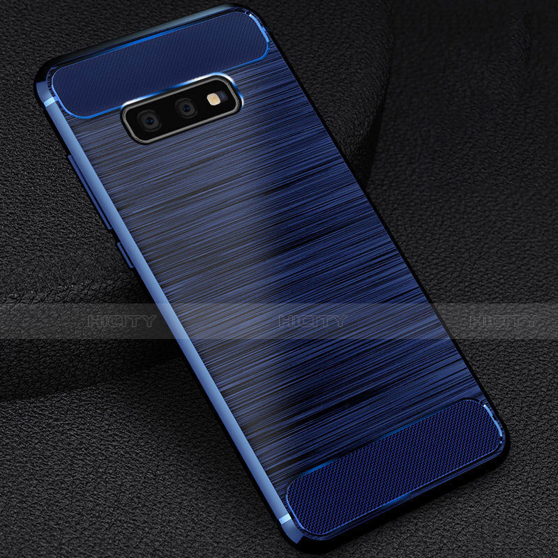Coque Silicone Housse Etui Gel Line C02 pour Samsung Galaxy S10e Bleu Plus