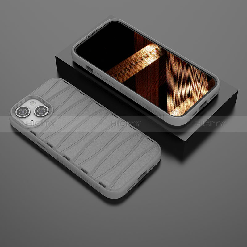 Coque Silicone Housse Etui Gel Line KC1 pour Apple iPhone 14 Plus Gris Plus