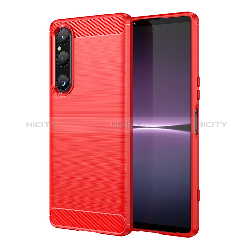 Coque Silicone Housse Etui Gel Line MF1 pour Sony Xperia 1 V Rouge Plus