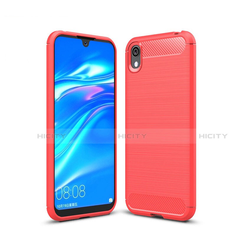 Coque Silicone Housse Etui Gel Line pour Huawei Honor Play 8 Rouge Plus