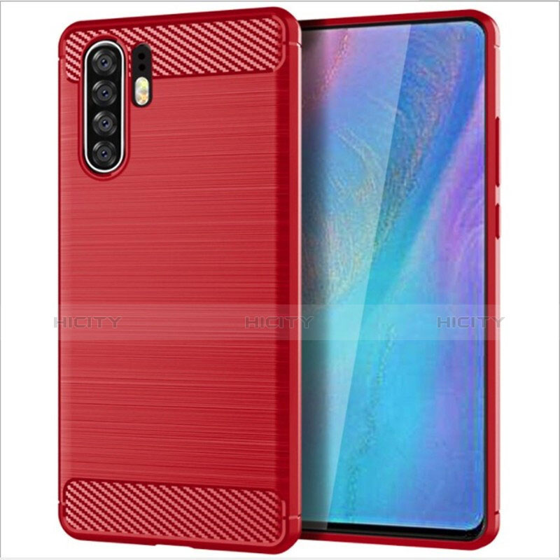 Coque Silicone Housse Etui Gel Line pour Huawei P30 Pro New Edition Rouge Plus