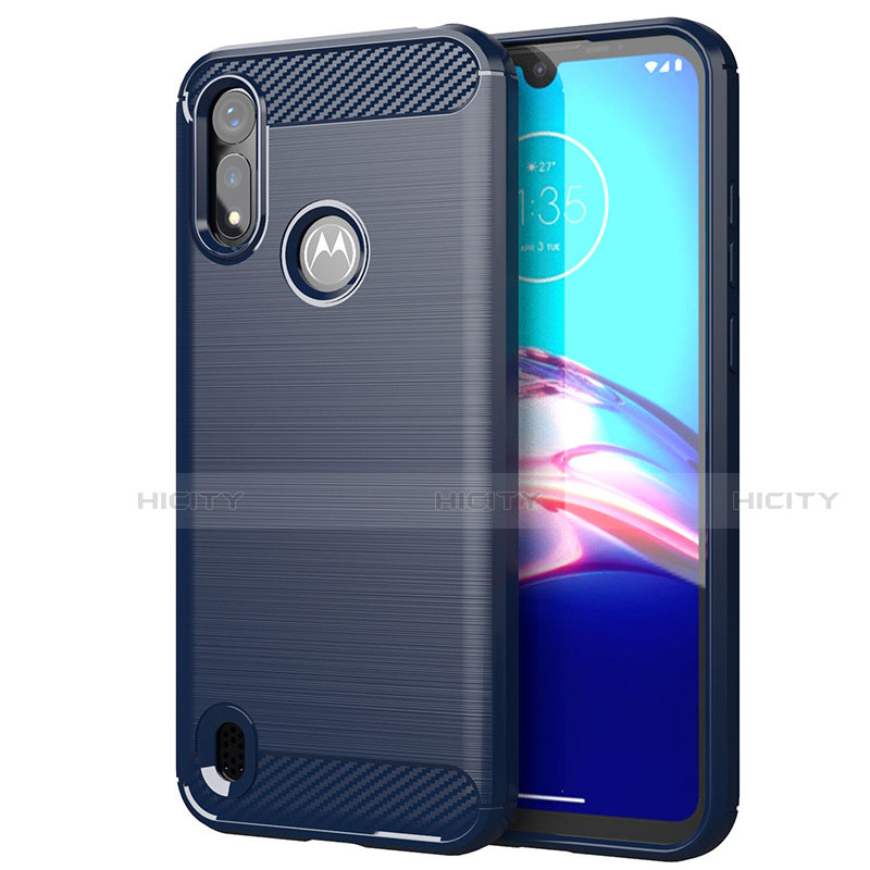Coque Silicone Housse Etui Gel Line pour Motorola Moto E6s (2020) Bleu Plus