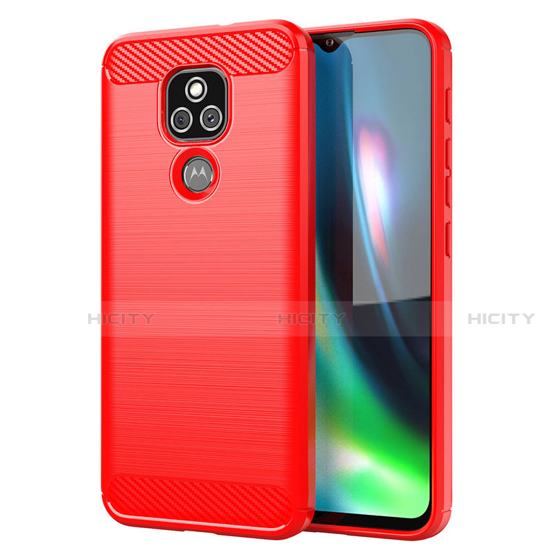 Coque Silicone Housse Etui Gel Line pour Motorola Moto E7 Plus Rouge Plus