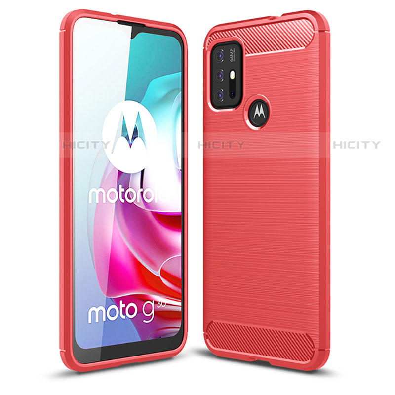 Coque Silicone Housse Etui Gel Line pour Motorola Moto G20 Rouge Plus