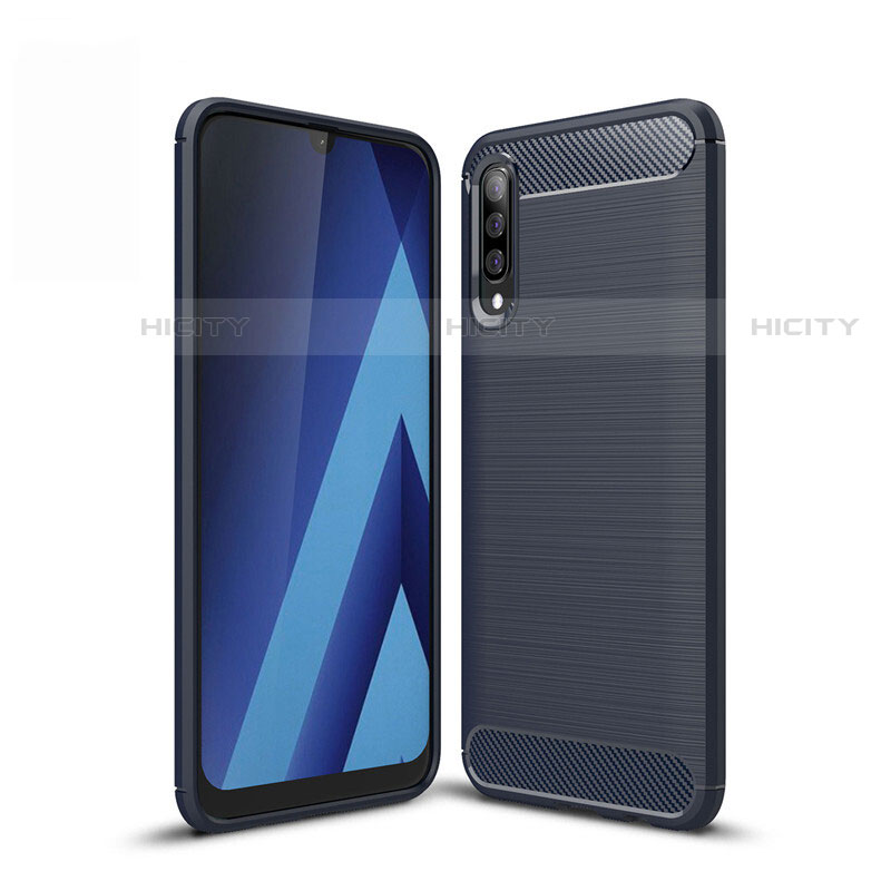 Coque Silicone Housse Etui Gel Line pour Samsung Galaxy A30S Bleu Plus