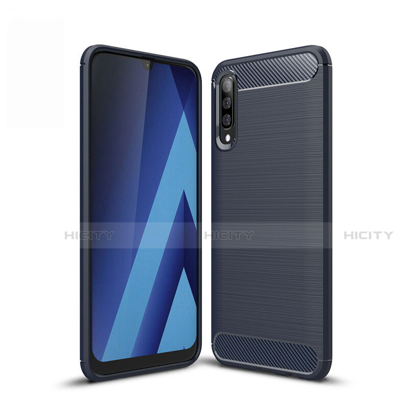 Coque Silicone Housse Etui Gel Line pour Samsung Galaxy A50 Bleu Plus