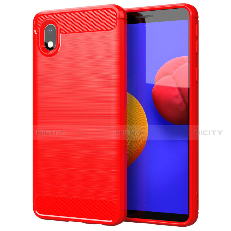 Coque Silicone Housse Etui Gel Line pour Samsung Galaxy M01 Core Rouge Plus