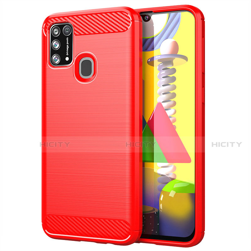 Coque Silicone Housse Etui Gel Line pour Samsung Galaxy M31 Prime Edition Rouge Plus