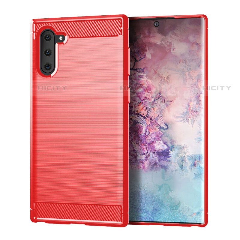 Coque Silicone Housse Etui Gel Line pour Samsung Galaxy Note 10 5G Rouge Plus