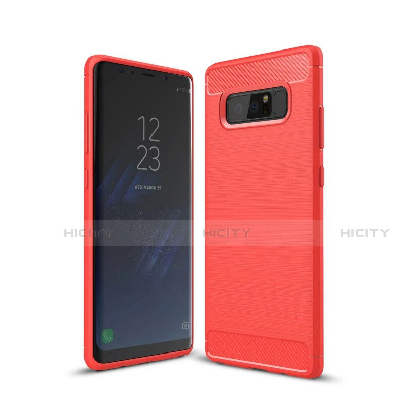 Coque Silicone Housse Etui Gel Line pour Samsung Galaxy Note 8 Duos N950F Rouge Plus