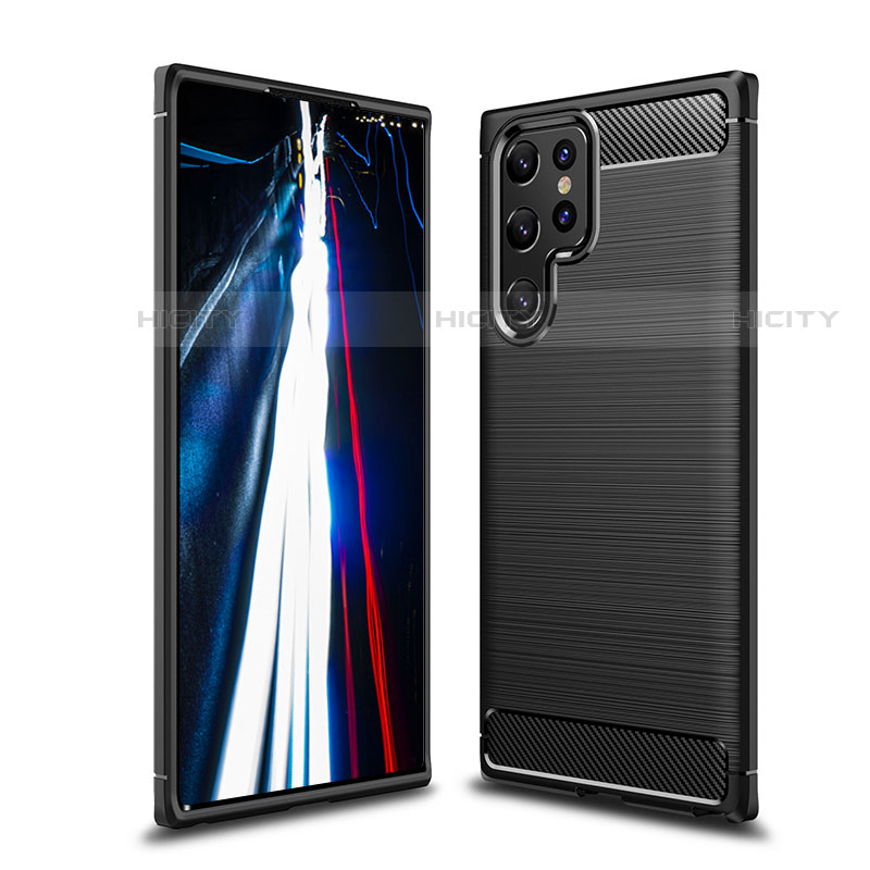 Coque Silicone Housse Etui Gel Line pour Samsung Galaxy S21 Ultra 5G Noir Plus