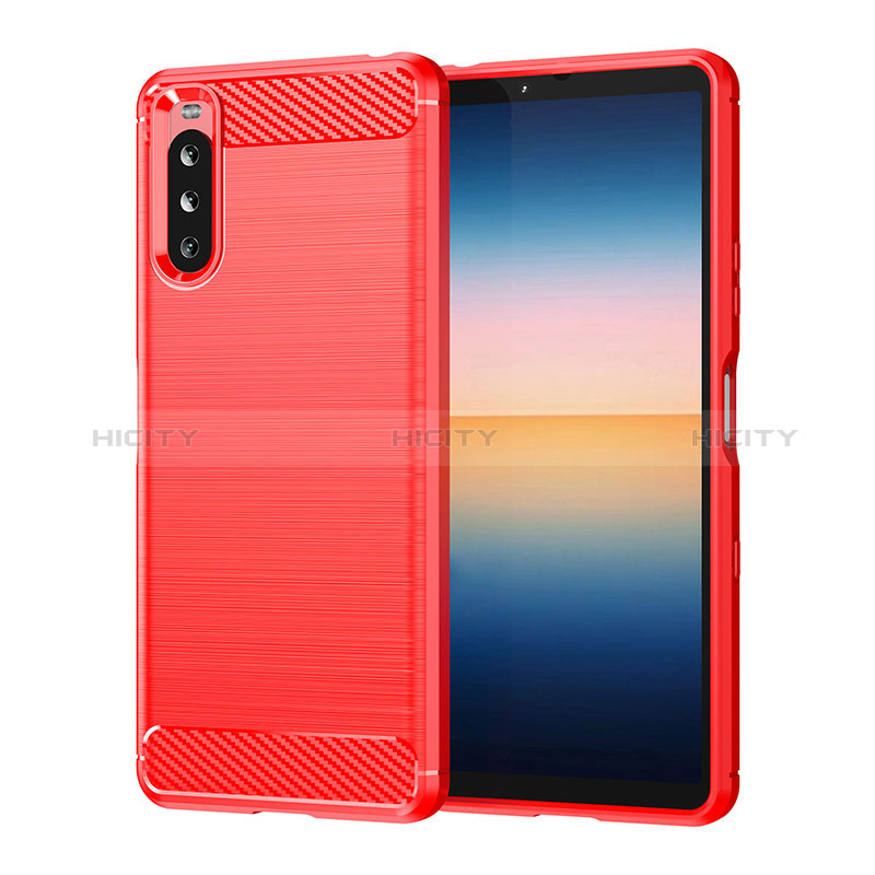 Coque Silicone Housse Etui Gel Line pour Sony Xperia 10 III Rouge Plus