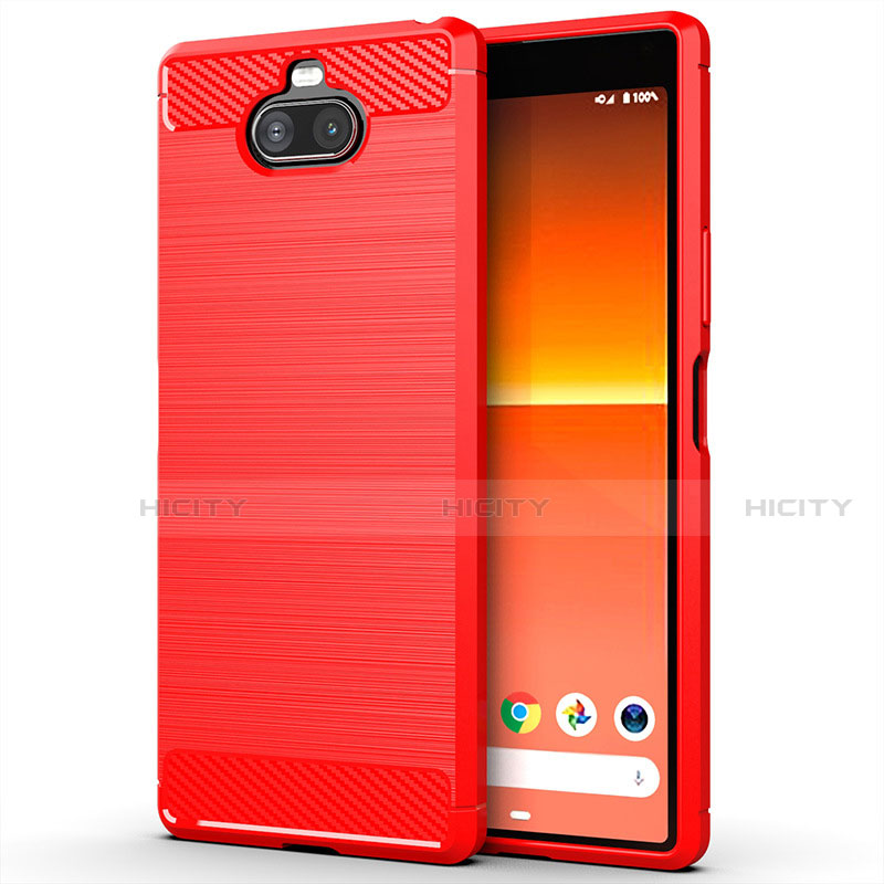 Coque Silicone Housse Etui Gel Line pour Sony Xperia 8 Rouge Plus