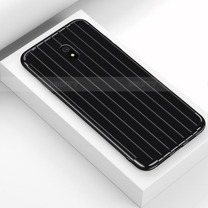 Coque Silicone Housse Etui Gel Line S01 pour Xiaomi Redmi 8A Noir Plus