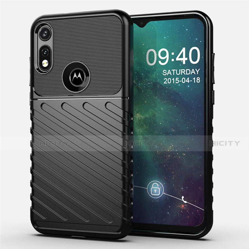 Coque Silicone Housse Etui Gel Serge pour Motorola Moto E (2020) Noir Plus