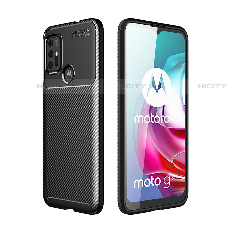 Coque Silicone Housse Etui Gel Serge pour Motorola Moto G30 Noir Plus