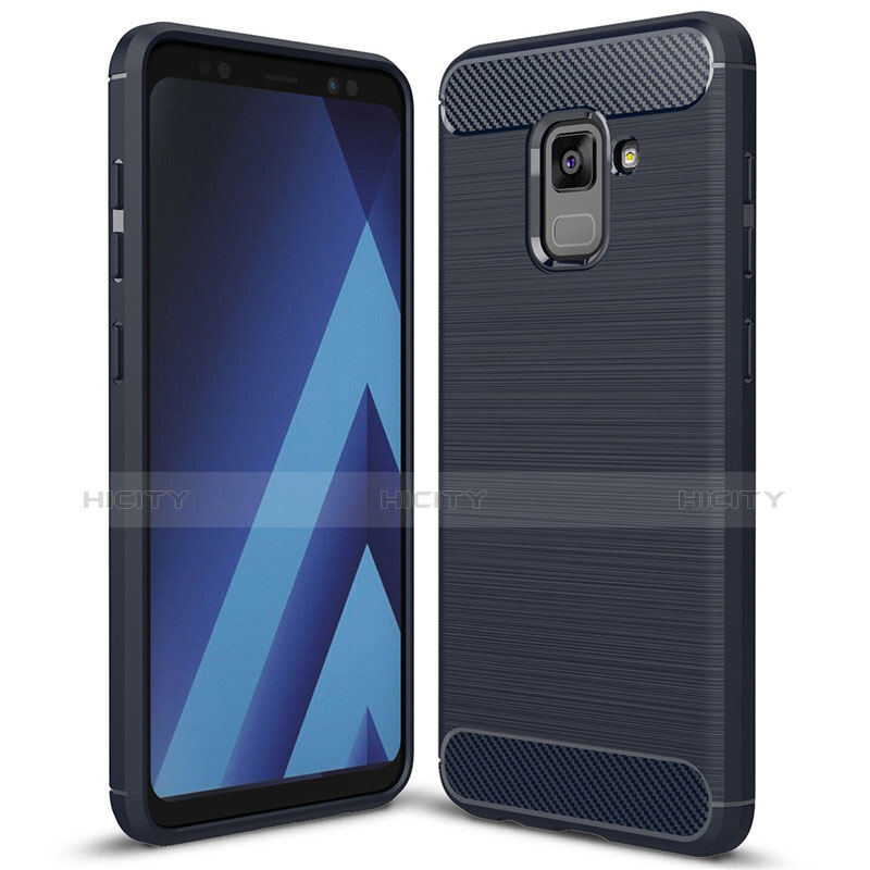 Coque Silicone Housse Etui Gel Serge pour Samsung Galaxy A5 (2018) A530F Bleu Plus