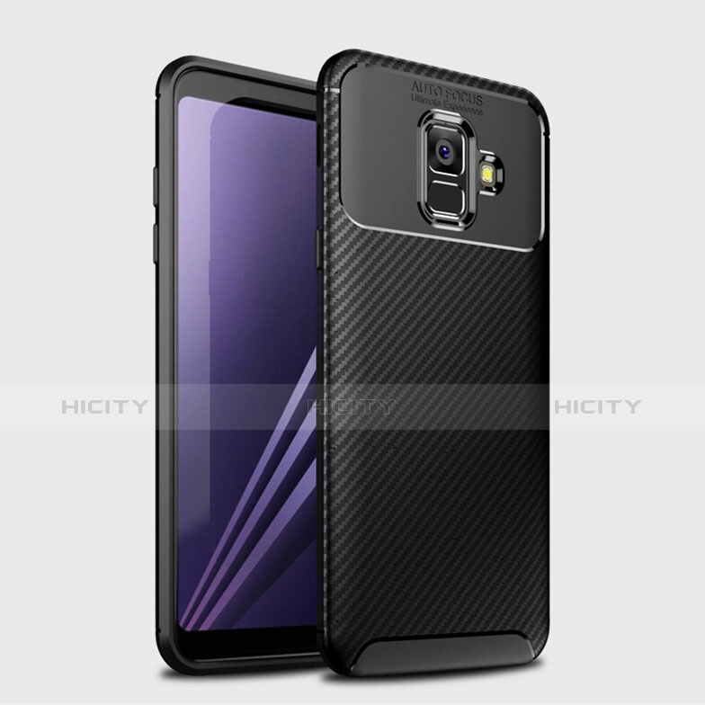 Coque Silicone Housse Etui Gel Serge pour Samsung Galaxy A6 (2018) Dual SIM Noir Plus
