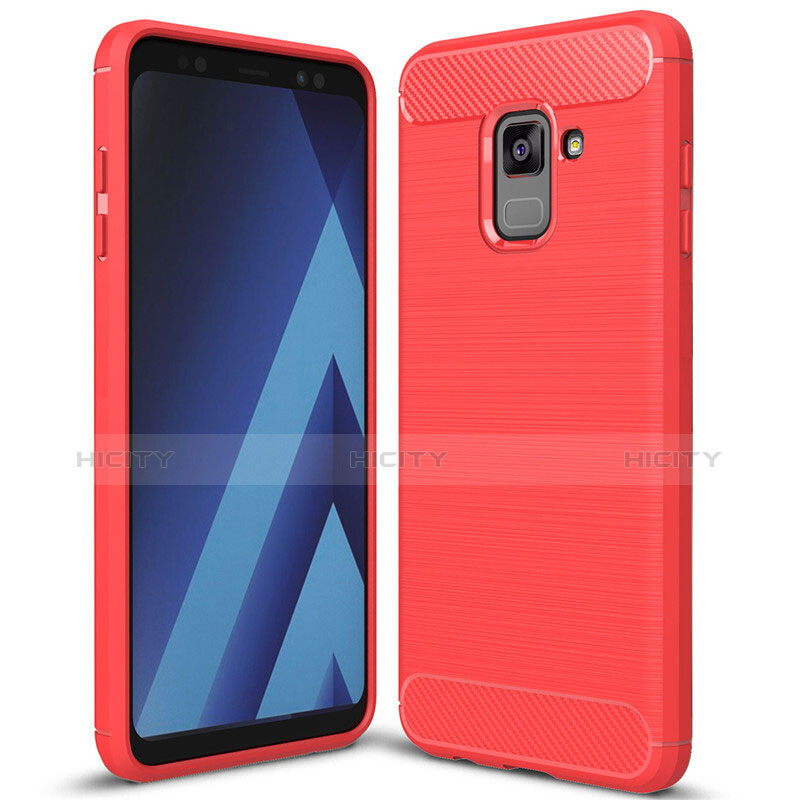 Coque Silicone Housse Etui Gel Serge pour Samsung Galaxy A8+ A8 Plus (2018) A730F Rouge Plus