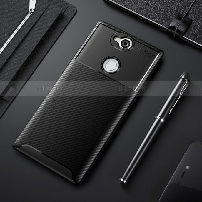 Coque Silicone Housse Etui Gel Serge pour Sony Xperia XA2 Noir Plus