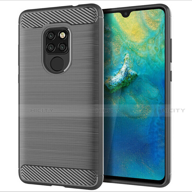 Coque Silicone Housse Etui Gel Serge S02 pour Huawei Mate 20 Gris Plus