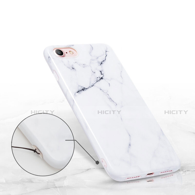 Coque Silicone Motif de Marbre Souple Couleur Unie pour Apple iPhone SE (2020) Blanc Plus