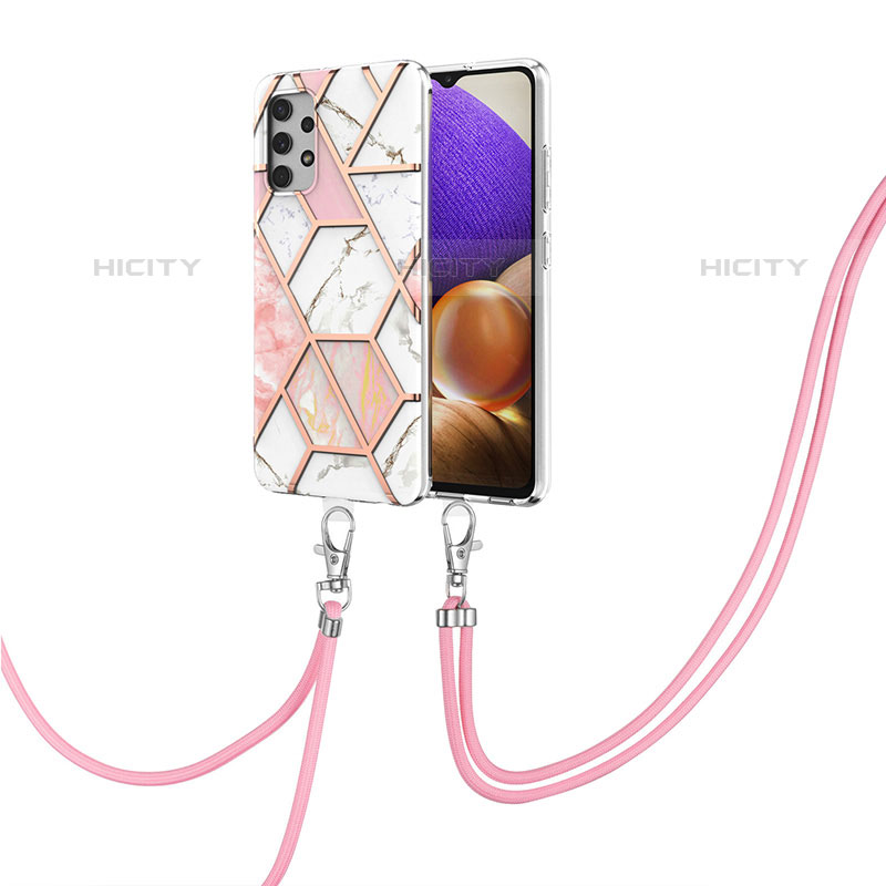 Coque Silicone Motif Fantaisie Souple Couleur Unie Etui Housse avec Laniere Strap Y01B pour Samsung Galaxy M32 5G Plus