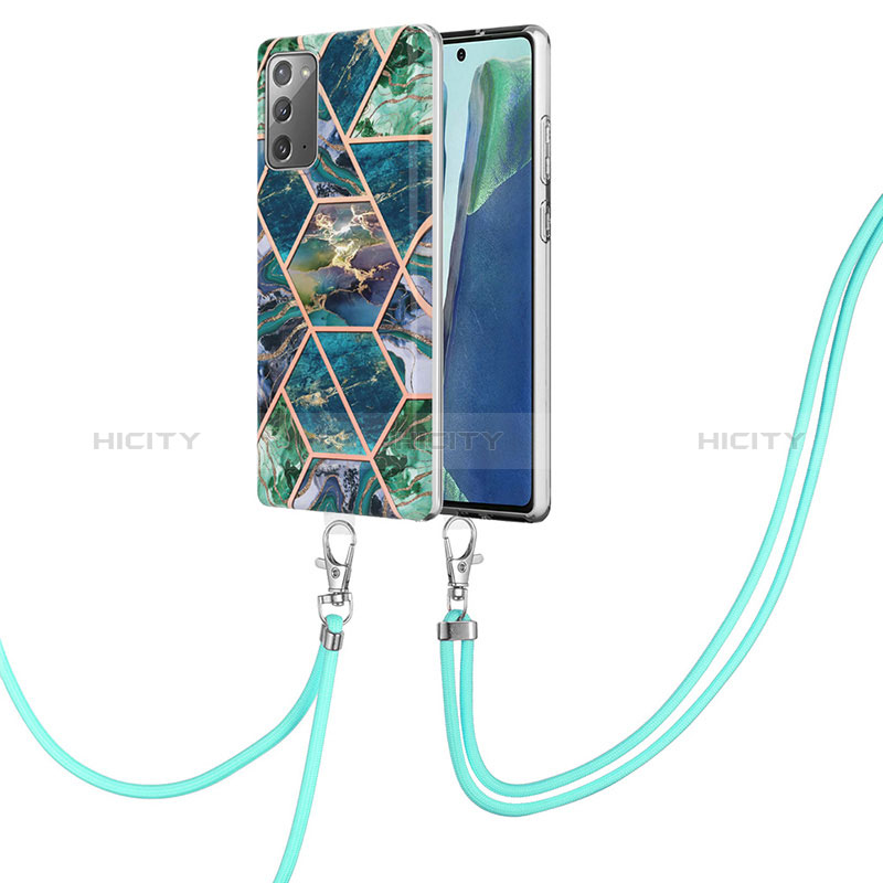 Coque Silicone Motif Fantaisie Souple Couleur Unie Etui Housse avec Laniere Strap Y01B pour Samsung Galaxy Note 20 5G Plus
