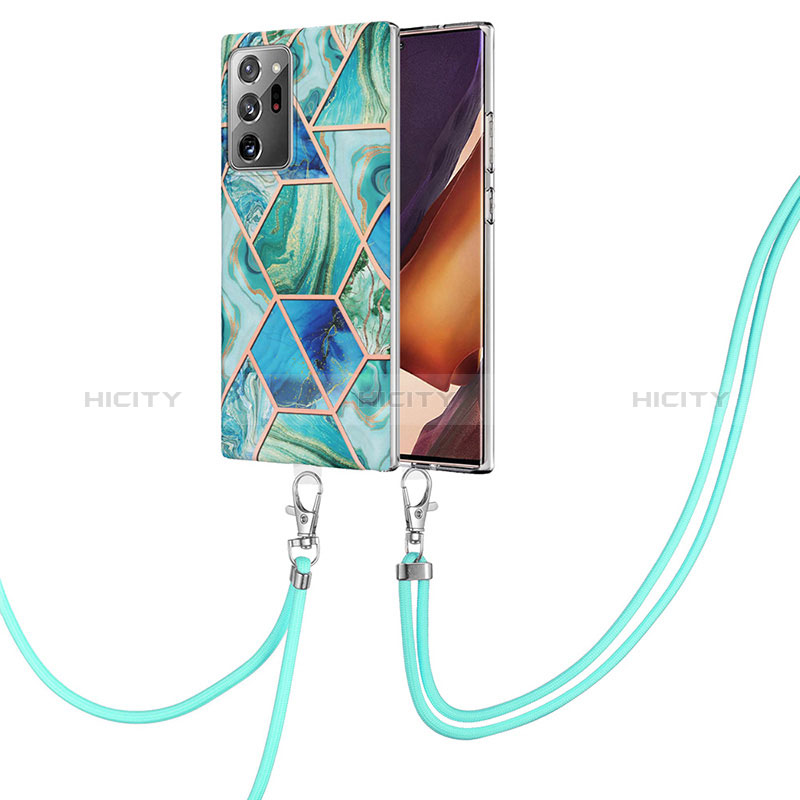 Coque Silicone Motif Fantaisie Souple Couleur Unie Etui Housse avec Laniere Strap Y01B pour Samsung Galaxy Note 20 Ultra 5G Plus