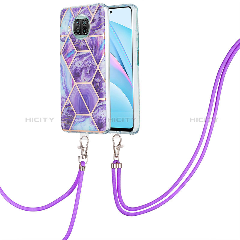 Coque Silicone Motif Fantaisie Souple Couleur Unie Etui Housse avec Laniere Strap Y01B pour Xiaomi Mi 10T Lite 5G Violet Plus