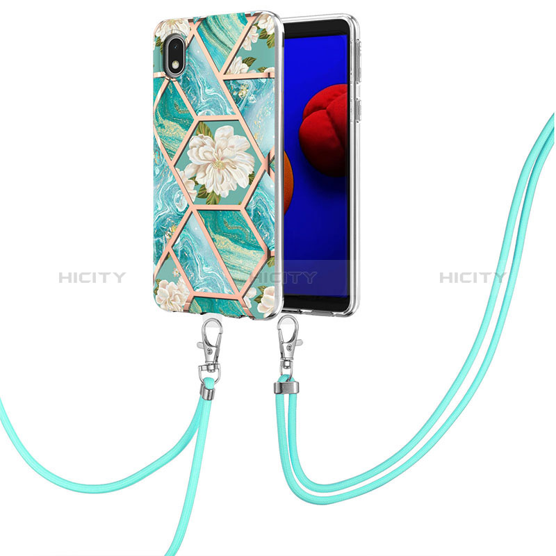 Coque Silicone Motif Fantaisie Souple Couleur Unie Etui Housse avec Laniere Strap Y02B pour Samsung Galaxy M01 Core Plus