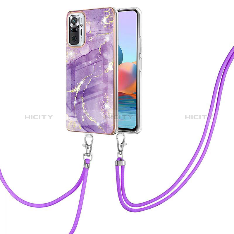 Coque Silicone Motif Fantaisie Souple Couleur Unie Etui Housse avec Laniere Strap Y05B pour Xiaomi Redmi Note 10 Pro 4G Plus