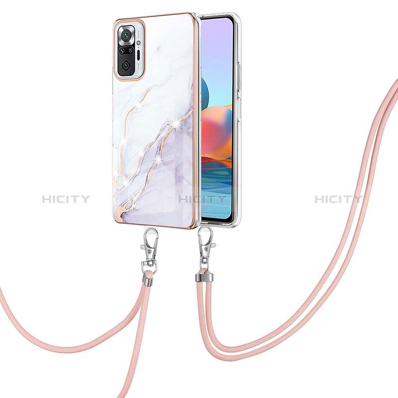 Coque Silicone Motif Fantaisie Souple Couleur Unie Etui Housse avec Laniere Strap Y05B pour Xiaomi Redmi Note 10 Pro 4G Plus