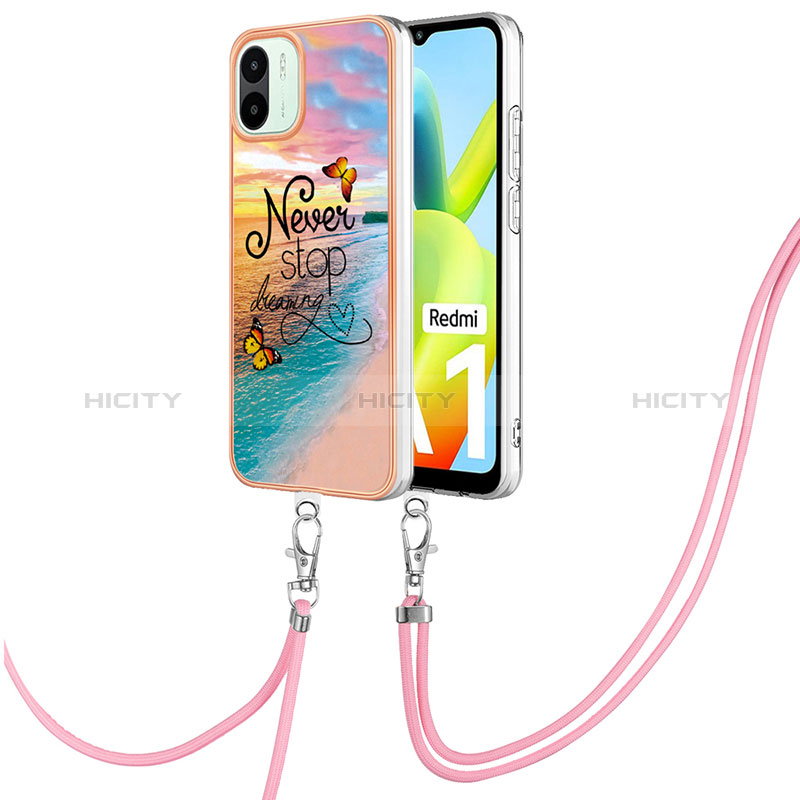 Coque Silicone Motif Fantaisie Souple Couleur Unie Etui Housse avec Laniere Strap YB3 pour Xiaomi Redmi A2 Plus