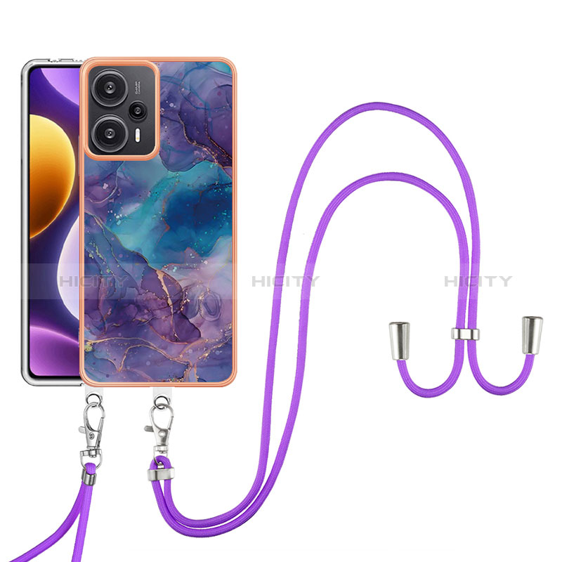 Coque Silicone Motif Fantaisie Souple Couleur Unie Etui Housse avec Laniere Strap YB7 pour Xiaomi Poco F5 5G Plus