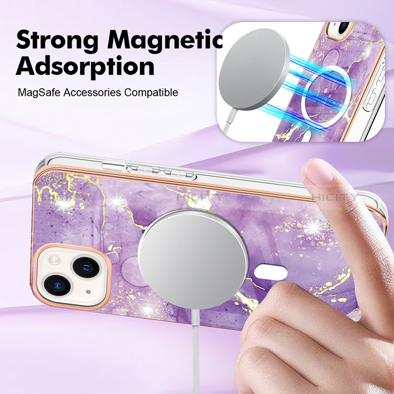 Coque Silicone Motif Fantaisie Souple Couleur Unie Etui Housse avec Mag-Safe Magnetic Magnetique pour Apple iPhone 13 Plus