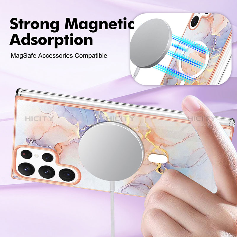 Coque Silicone Motif Fantaisie Souple Couleur Unie Etui Housse avec Mag-Safe Magnetic Magnetique pour Samsung Galaxy S23 Ultra 5G Plus