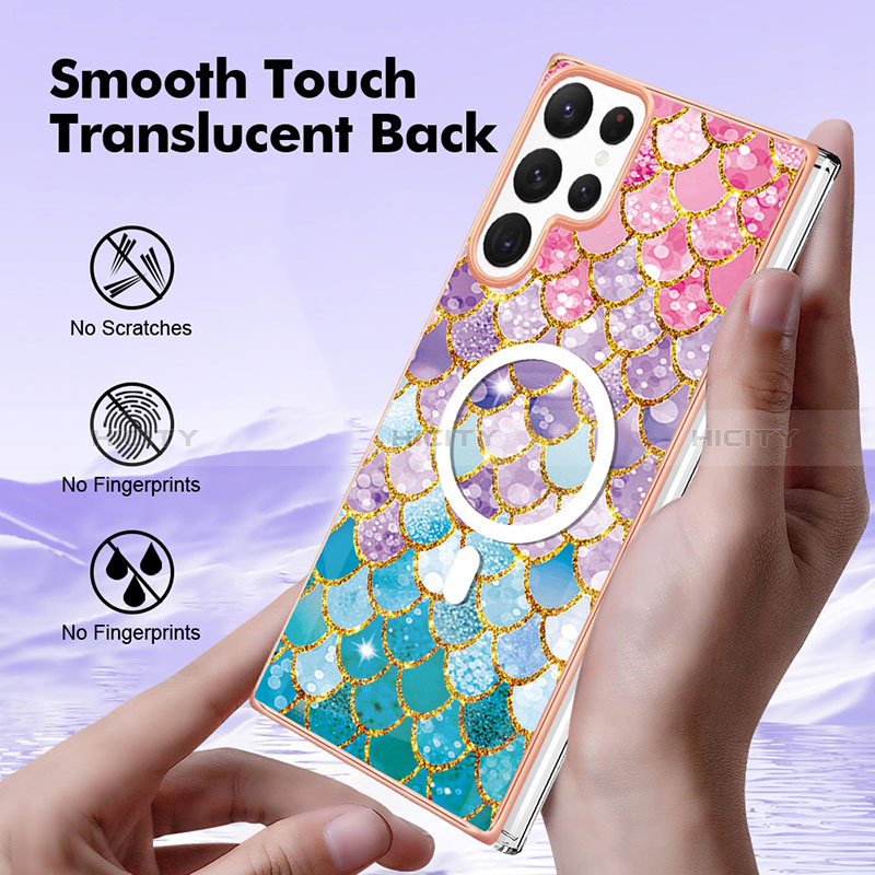 Coque Silicone Motif Fantaisie Souple Couleur Unie Etui Housse avec Mag-Safe Magnetic Magnetique pour Samsung Galaxy S24 Ultra 5G Plus