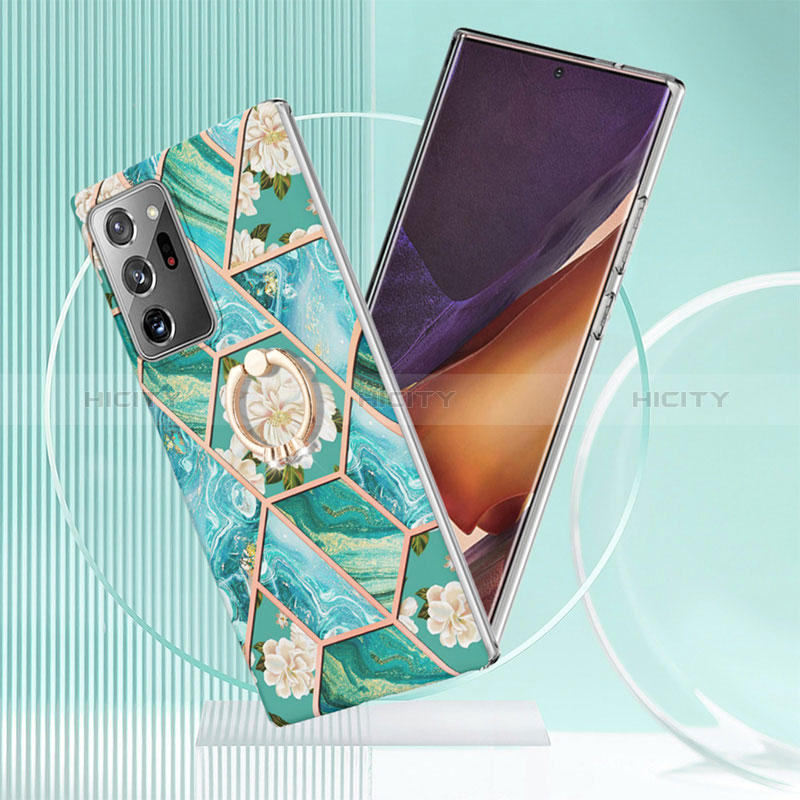 Coque Silicone Motif Fantaisie Souple Couleur Unie Etui Housse avec Support Bague Anneau Y02B pour Samsung Galaxy Note 20 Ultra 5G Plus