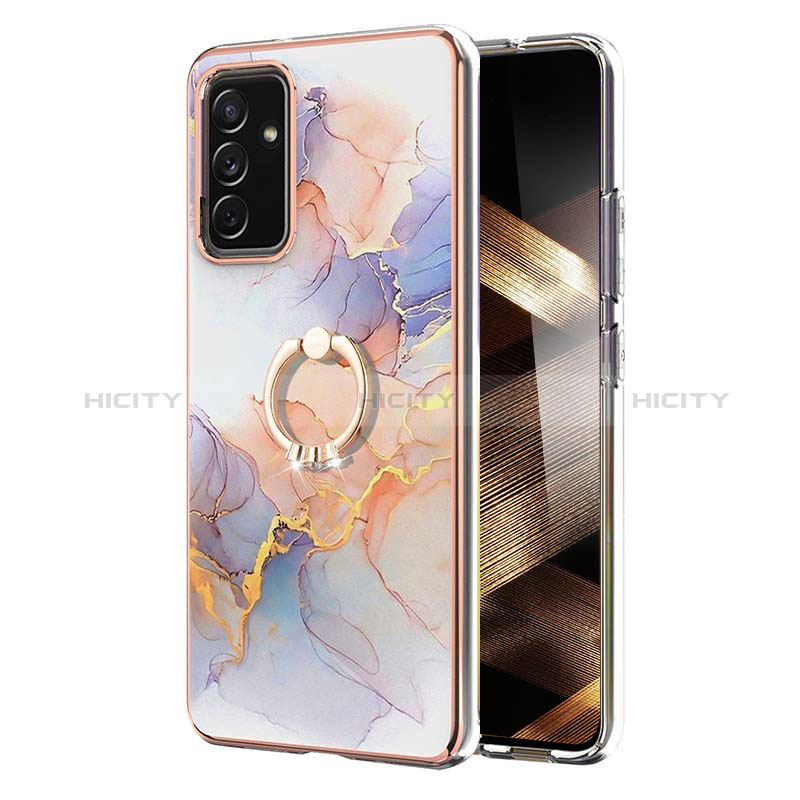 Coque Silicone Motif Fantaisie Souple Couleur Unie Etui Housse avec Support Bague Anneau Y03B pour Samsung Galaxy A15 5G Plus