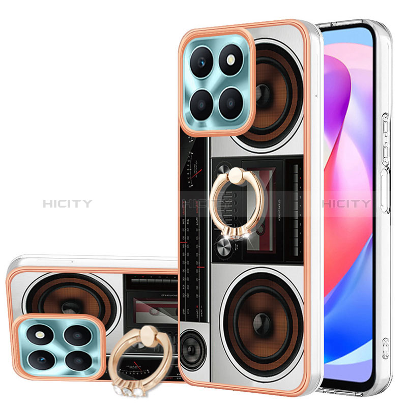 Coque Silicone Motif Fantaisie Souple Couleur Unie Etui Housse avec Support Bague Anneau YB2 pour Huawei Honor X6a Plus