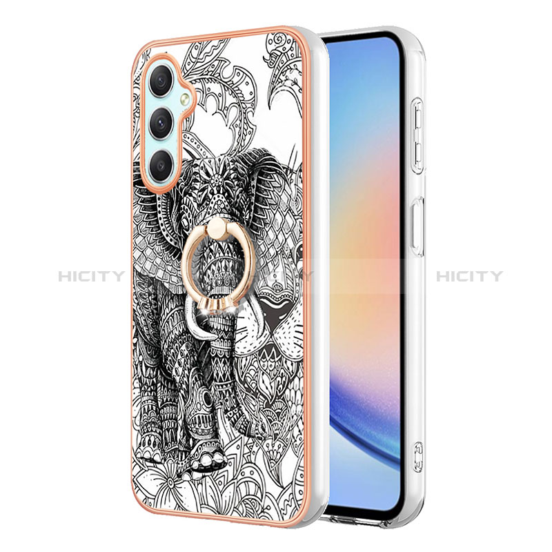 Coque Silicone Motif Fantaisie Souple Couleur Unie Etui Housse avec Support Bague Anneau YB2 pour Samsung Galaxy A25 5G Plus