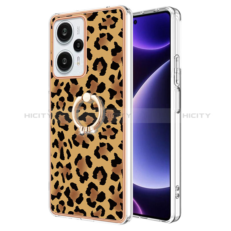 Coque Silicone Motif Fantaisie Souple Couleur Unie Etui Housse avec Support Bague Anneau YB2 pour Xiaomi Poco F5 5G Plus