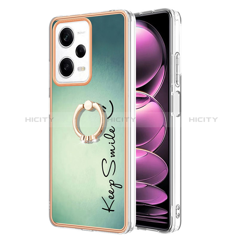 Coque Silicone Motif Fantaisie Souple Couleur Unie Etui Housse avec Support Bague Anneau YB2 pour Xiaomi Redmi Note 12 Pro 5G Plus