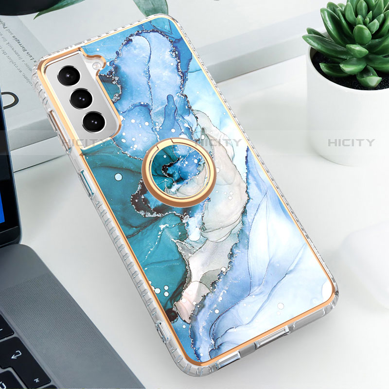 Coque Silicone Motif Fantaisie Souple Couleur Unie Etui Housse S02 pour Samsung Galaxy S22 5G Bleu Plus