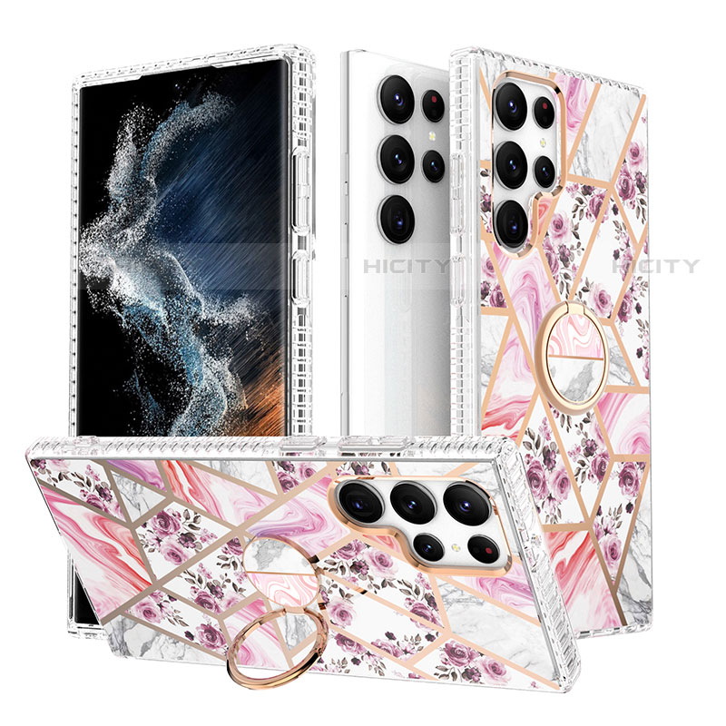 Coque Silicone Motif Fantaisie Souple Couleur Unie Etui Housse S02 pour Samsung Galaxy S22 Ultra 5G Plus