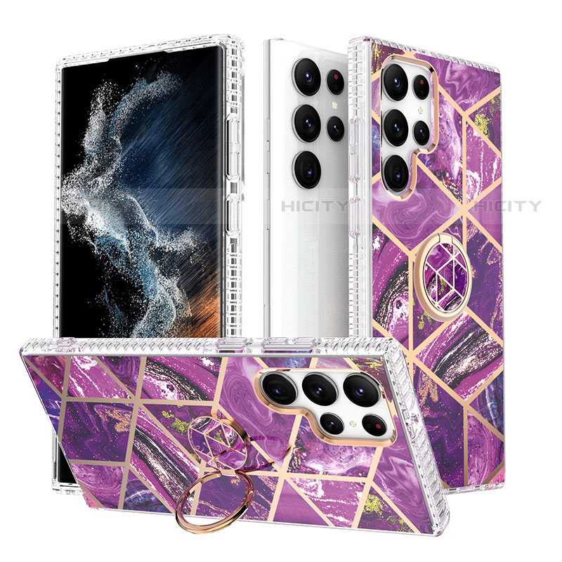 Coque Silicone Motif Fantaisie Souple Couleur Unie Etui Housse S02 pour Samsung Galaxy S22 Ultra 5G Plus