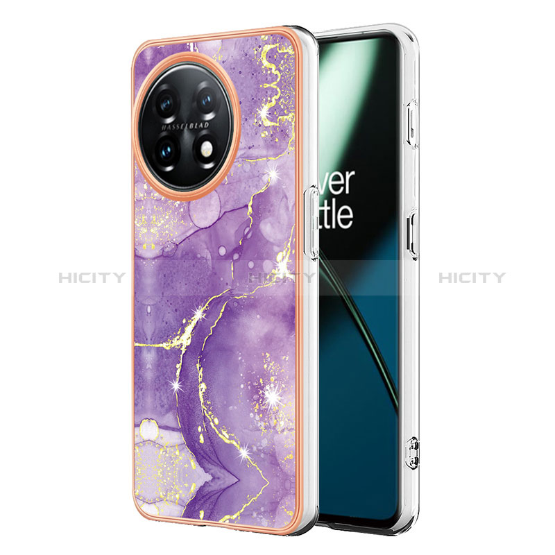 Coque Silicone Motif Fantaisie Souple Couleur Unie Etui Housse Y01B pour OnePlus 11 5G Violet Plus